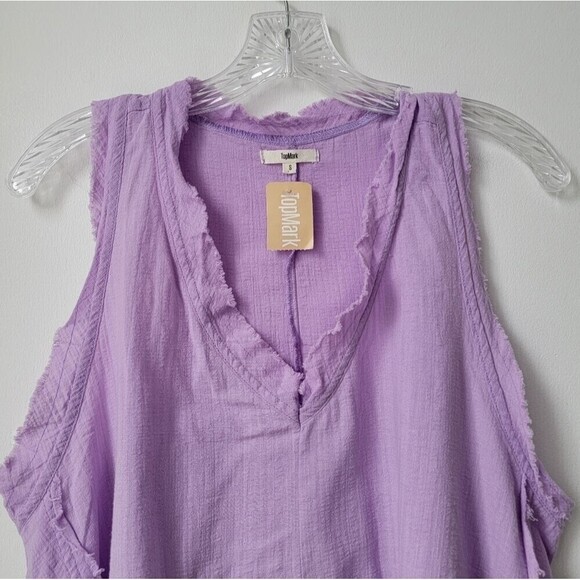 NWT TOPMARK Oversized Relaxed Slub V-Neck Tank Top Purple Size Small - Picture 4 of 7